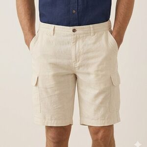 Cubavera Men's Linen Blend Cargo Shorts 38 Off White Cream Quiet Luxury Resort